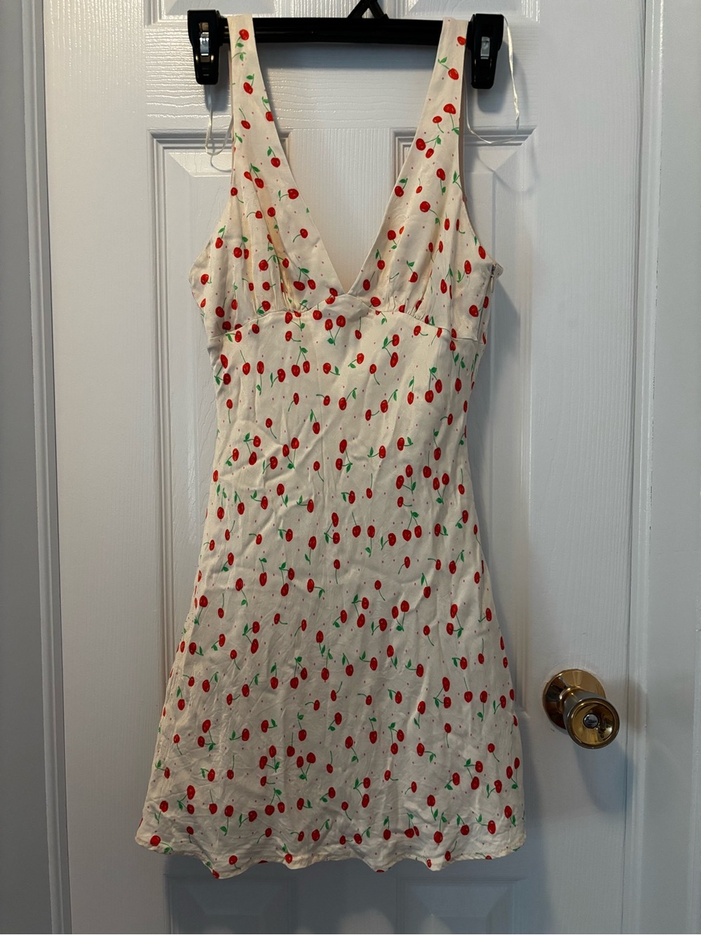 Zara Cream Mini Dress with Red Cherry Print